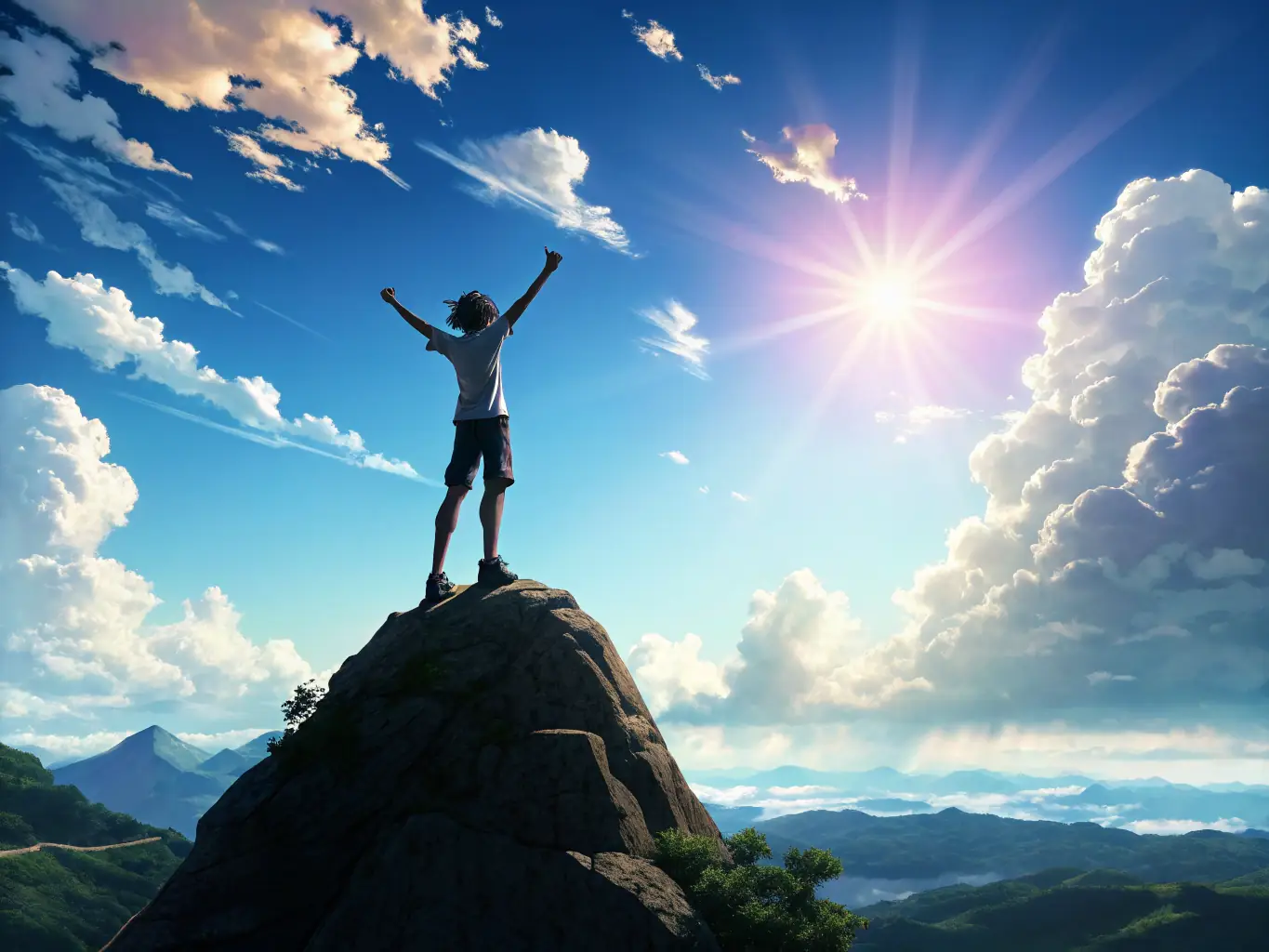 A person soaring through the sky with a paragliding wing, capturing the stunning aerial views of the mountains and valleys.