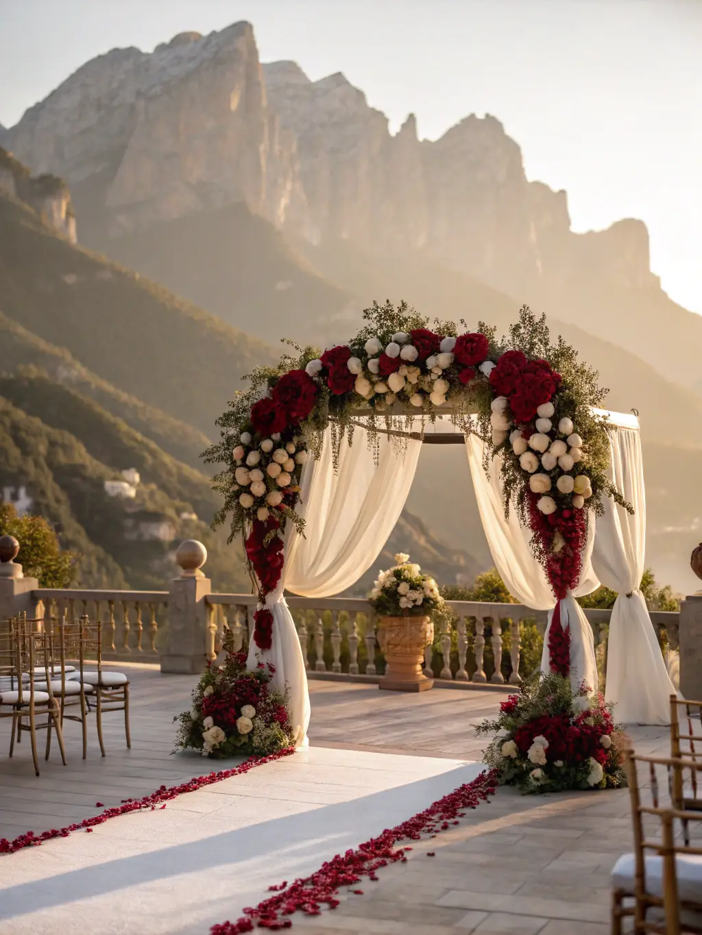A beautifully decorated wedding setup at Gateway Camp & Resort, with happy guests celebrating against the backdrop of the Himalayan foothills.